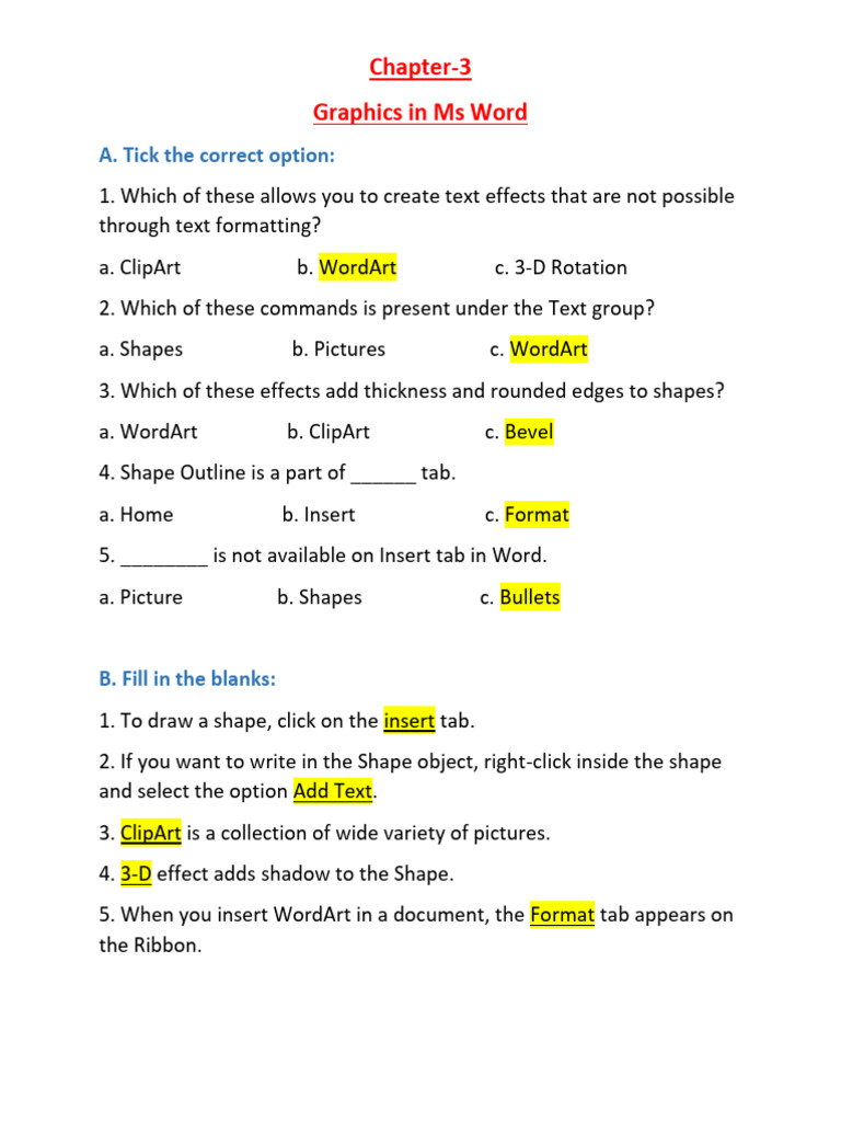 Ch-3 Graphics in Ms Word | PDF