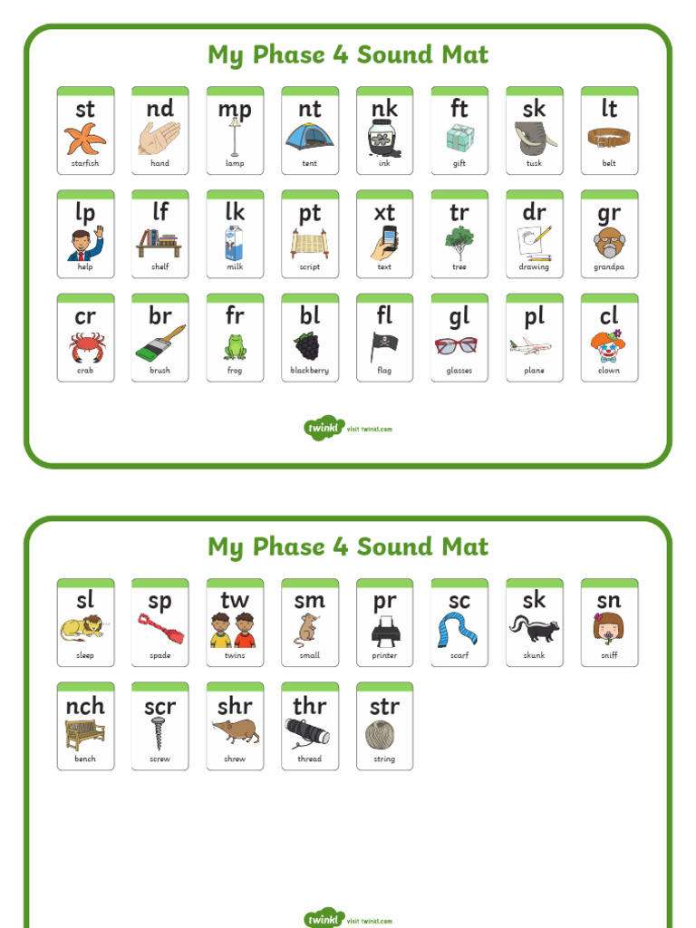 Phase 4 Sound Mat Vocabulary List | PDF