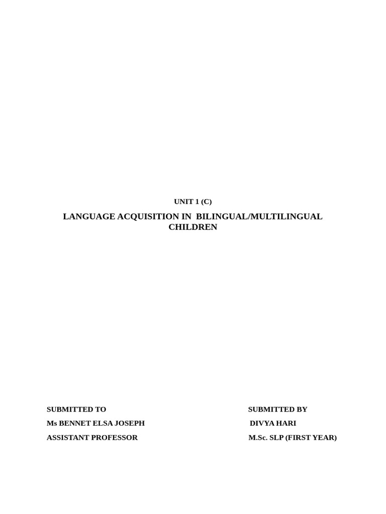 Bilingualism and Multilingualism in Children | PDF | Multilingualism ...