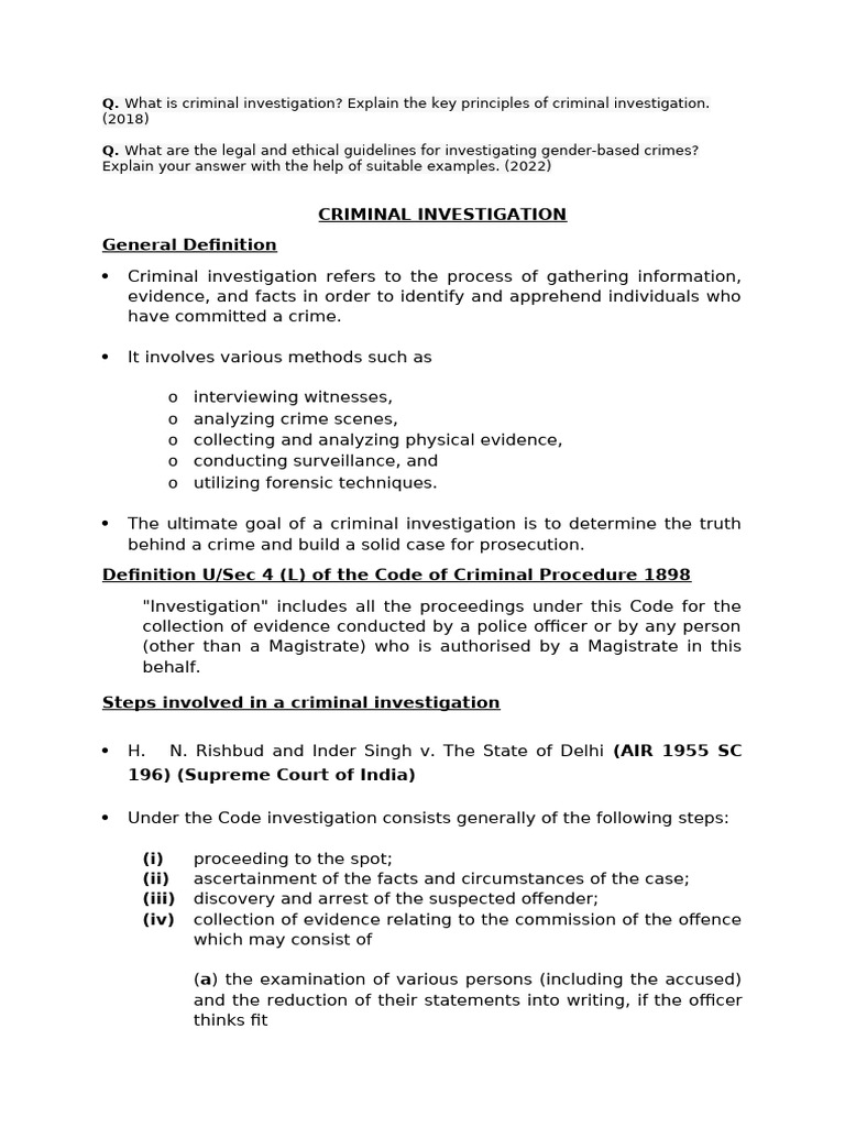 Key Principles of Criminal Investigation | PDF | Police | Crimes