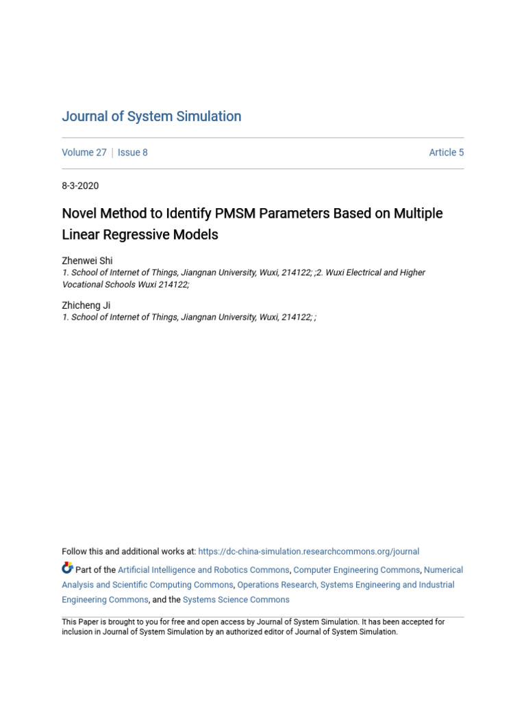 PMSM Parameter Identification Method | PDF | Applied Mathematics ...