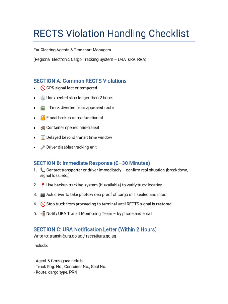 RECTS Violation Handling Guide | PDF