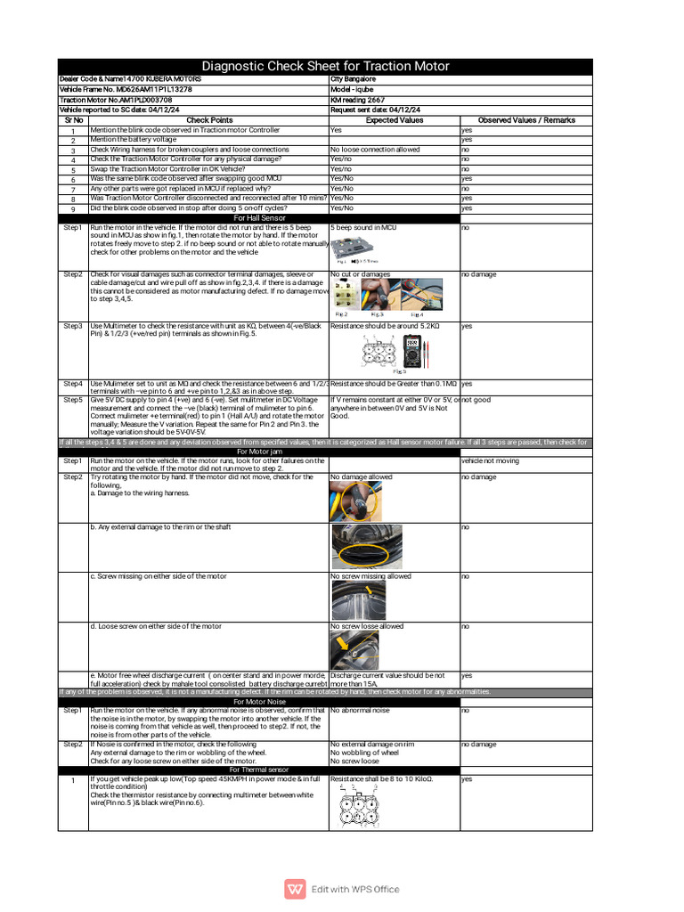 Traction Motor Diagnostic Check Sheet | PDF | Electromagnetism ...
