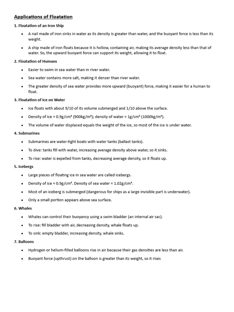 Key Applications of Floatation Principles | PDF