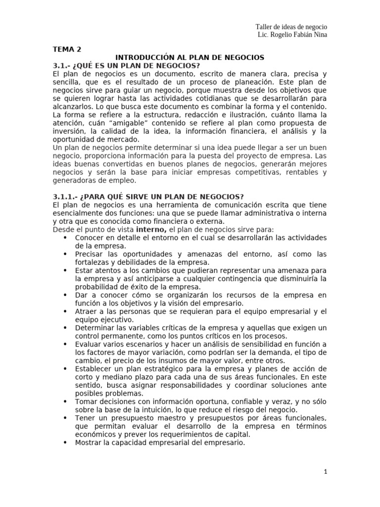 Guía para Crear un Plan de Negocios | PDF | Plan de negocios | Business
