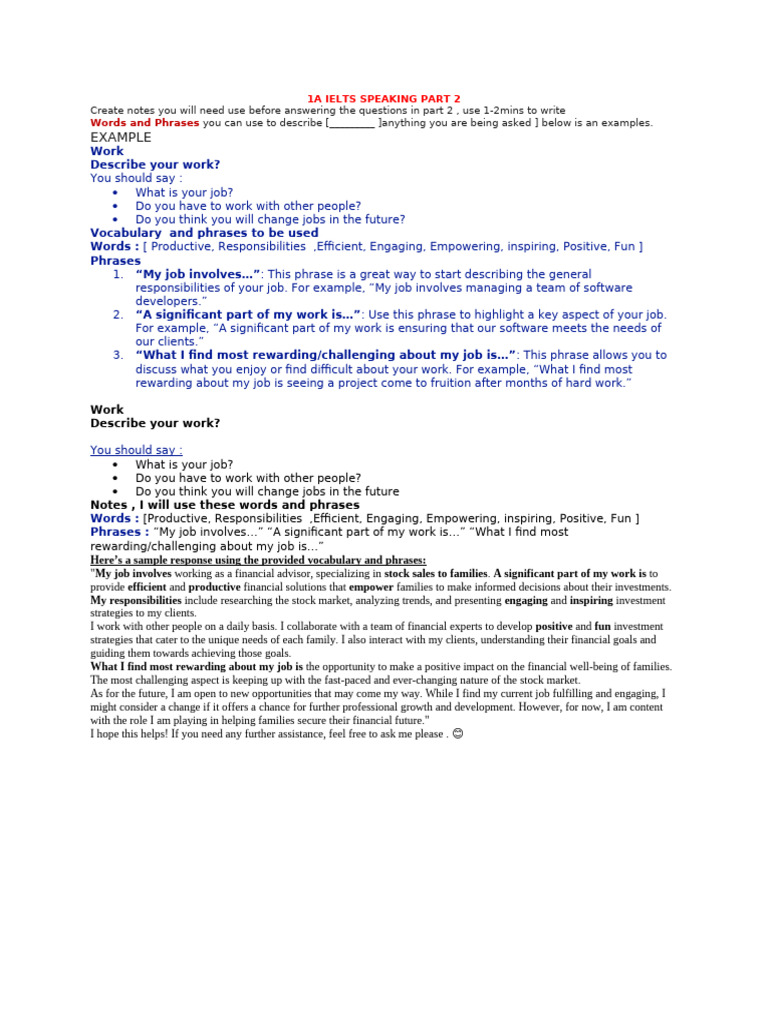 1a Ielts Speaking Part 2 | PDF | Human Communication