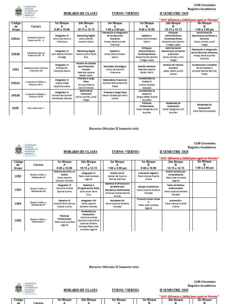 Horario Clases II Semestre 2025 | PDF | Business