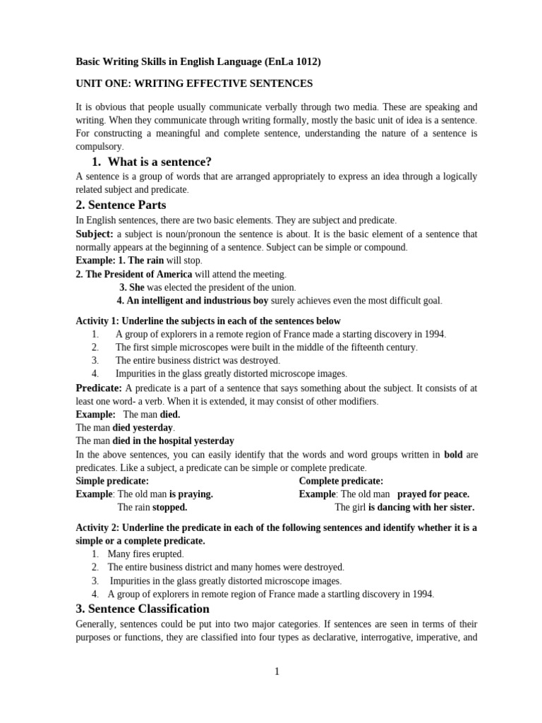 Mastering English Sentence Structure | PDF | Subject (Grammar ...