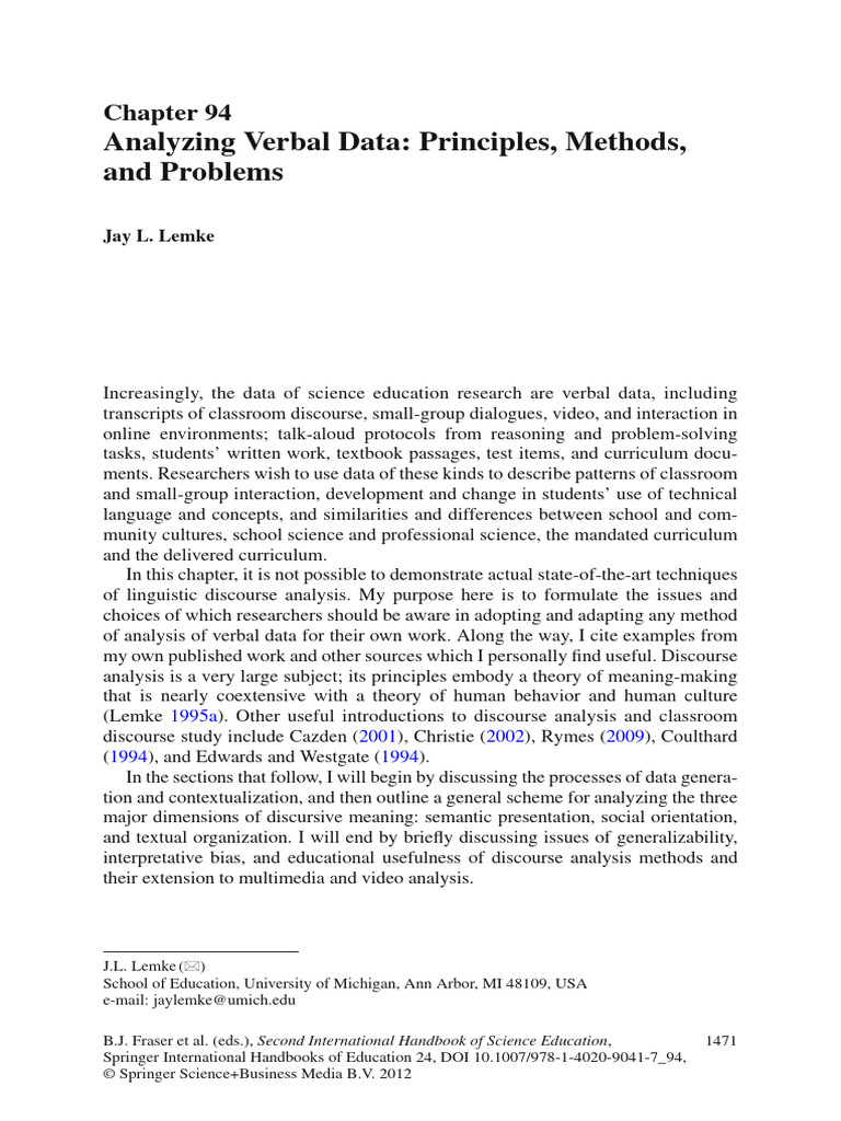 Verbal Data Analysis in Education Research | PDF | Word | Semantics