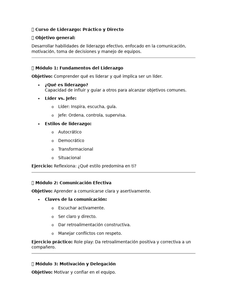 Curso Práctico de Liderazgo Efectivo | PDF | Liderazgo | Toma de decisiones