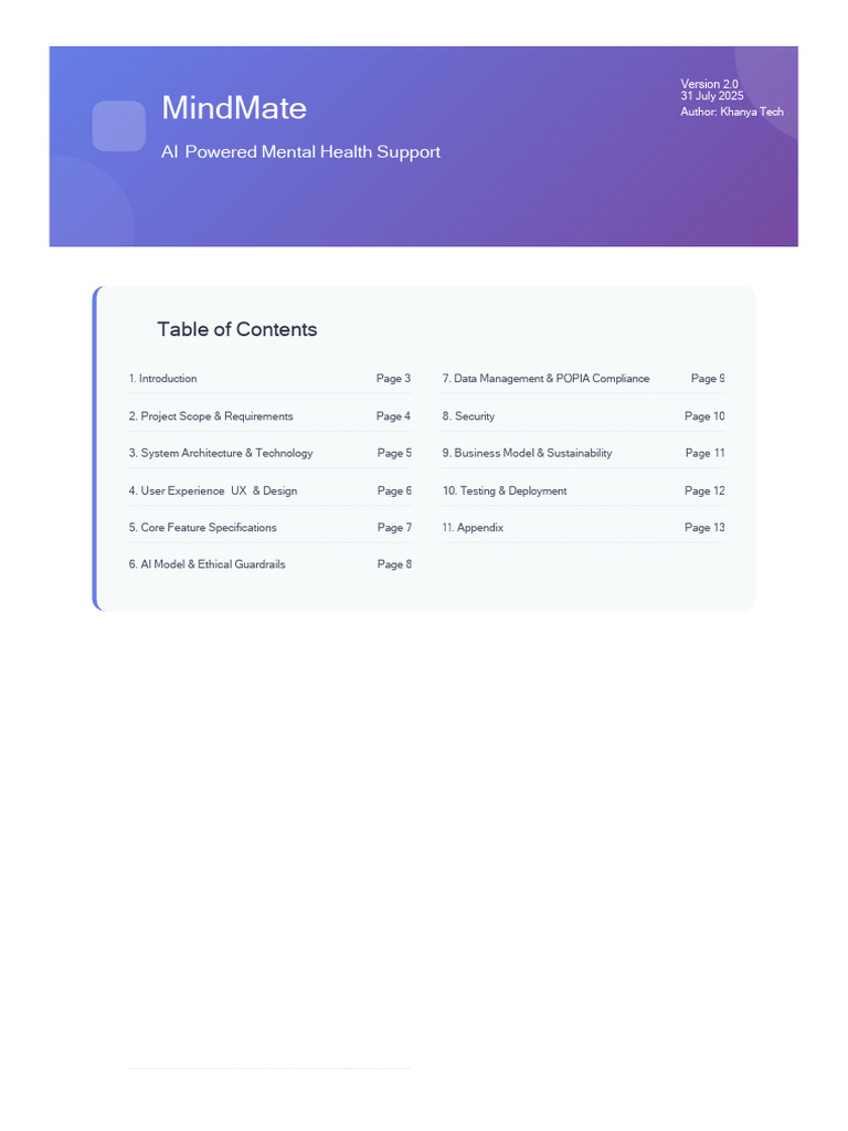 MindMate AI: Mental Health Support Overview | PDF | Software Testing ...
