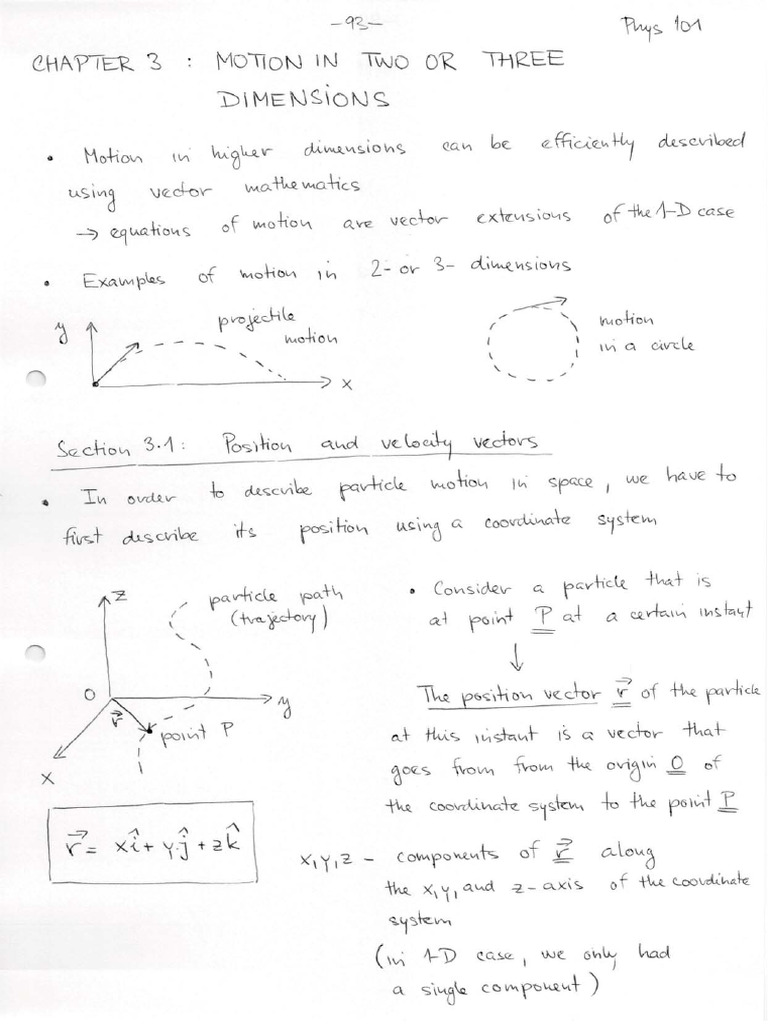 FIZ101E Chapter 03 Notes | PDF