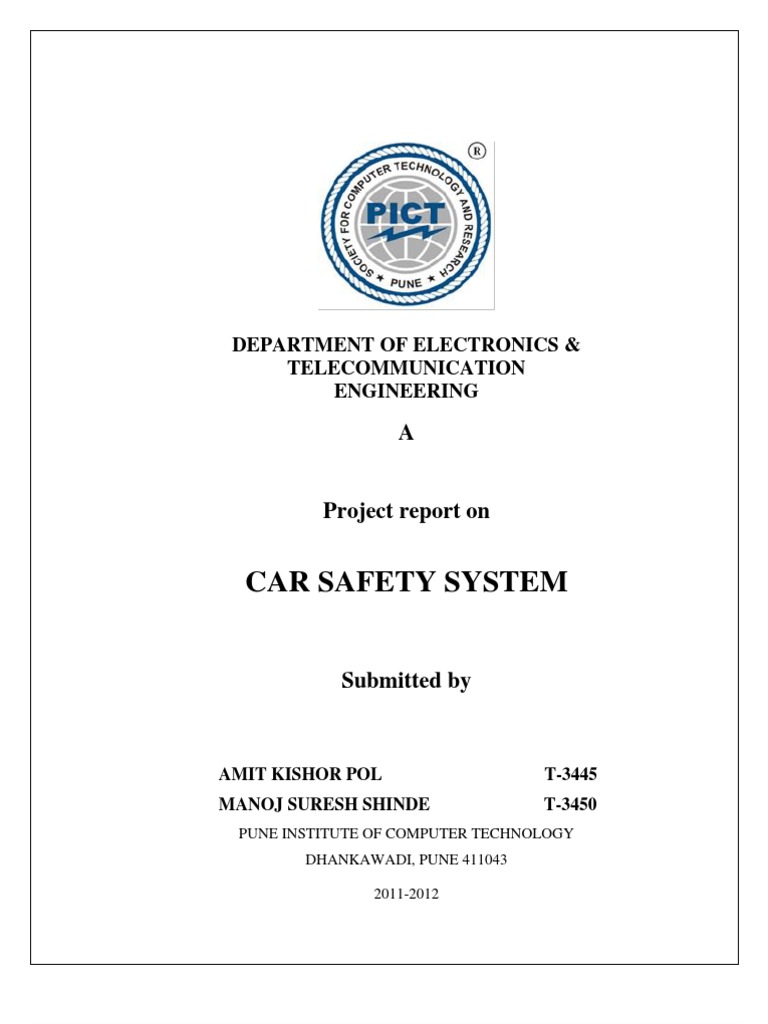 A Project Report On Car Safety System PDF Rectifier Power Supply