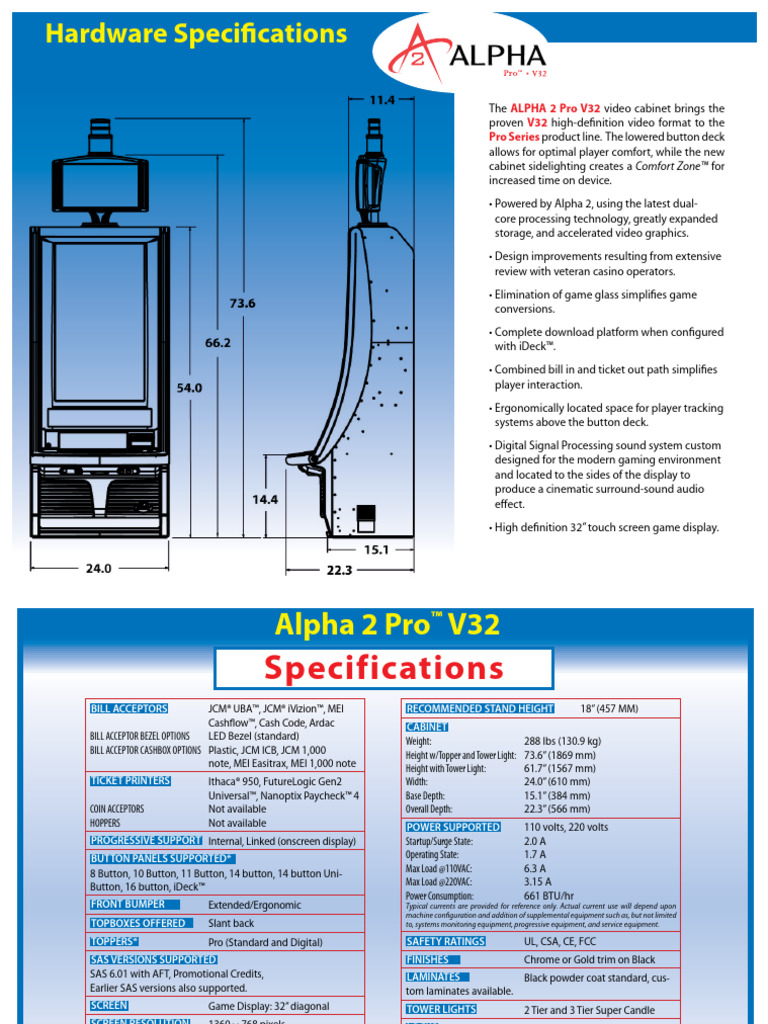Bally Alpha 2 Pro V32 Cabinet Overview | PDF | Computing