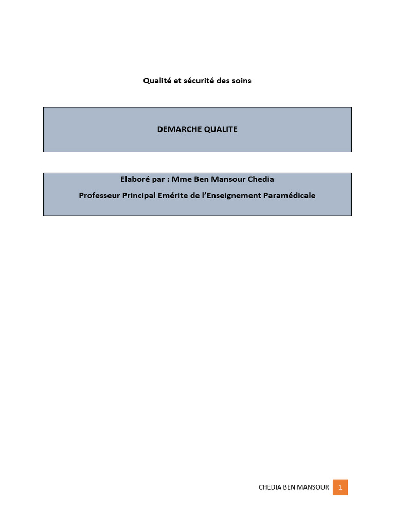 Démarche Qualité en Santé et SMQ | PDF | Management de la qualité ...