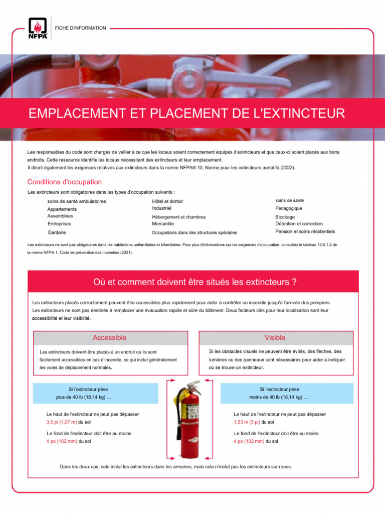 Emplacement et utilisation des extincteurs | PDF