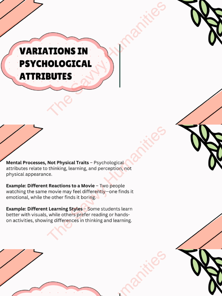 Variations in Psychological Attributes Notes by Savvy Ma'Am | PDF ...