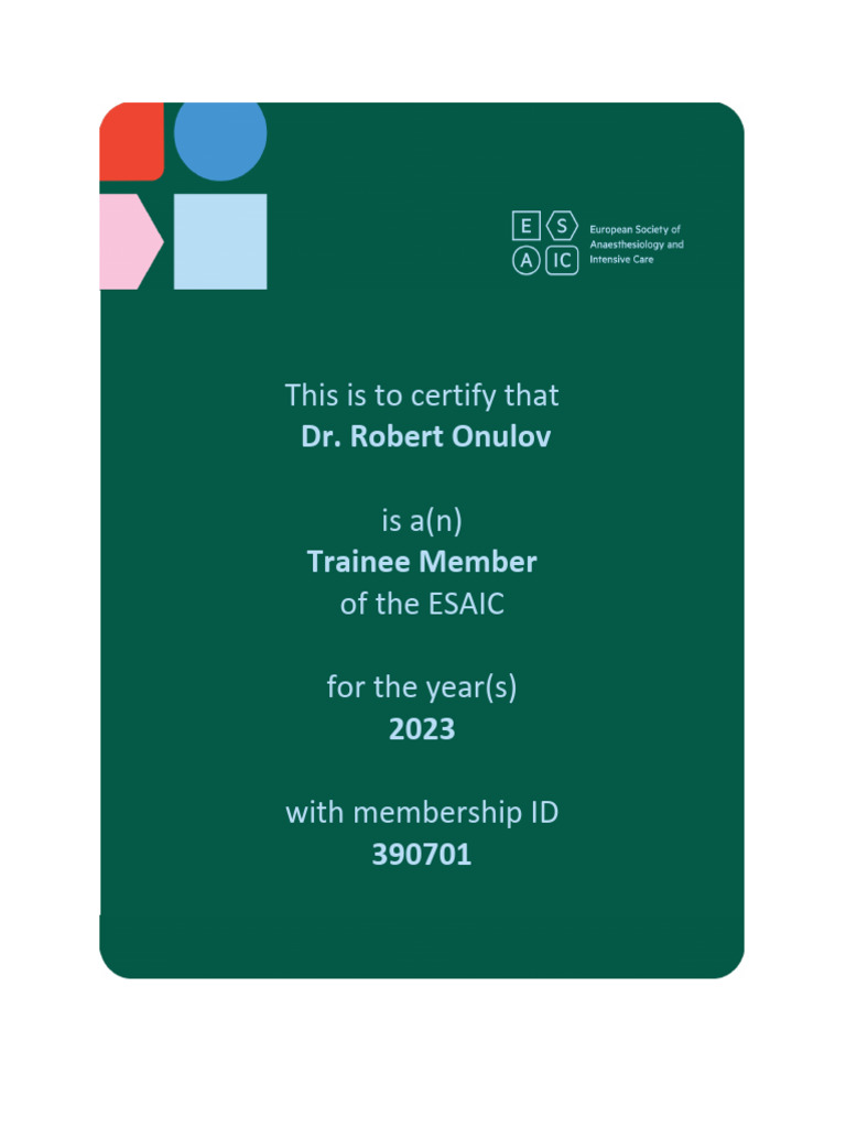 ESAIC Membership Certificat 2023 | PDF