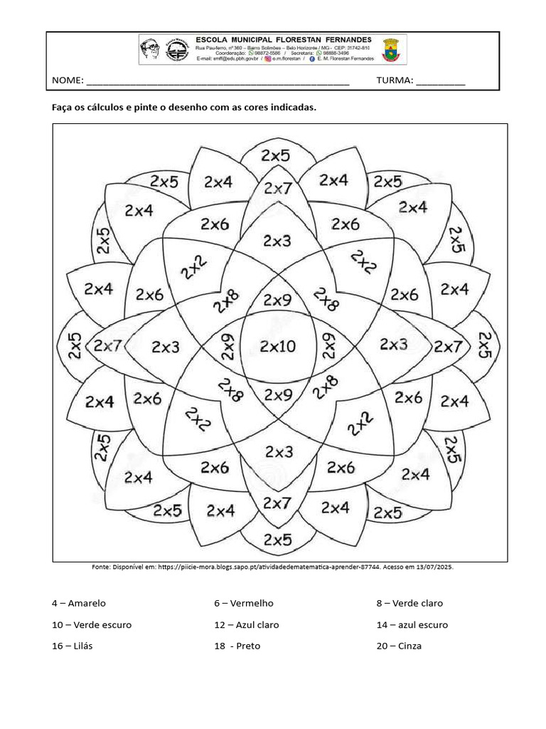 Atividade de Matemática para Colorir | PDF