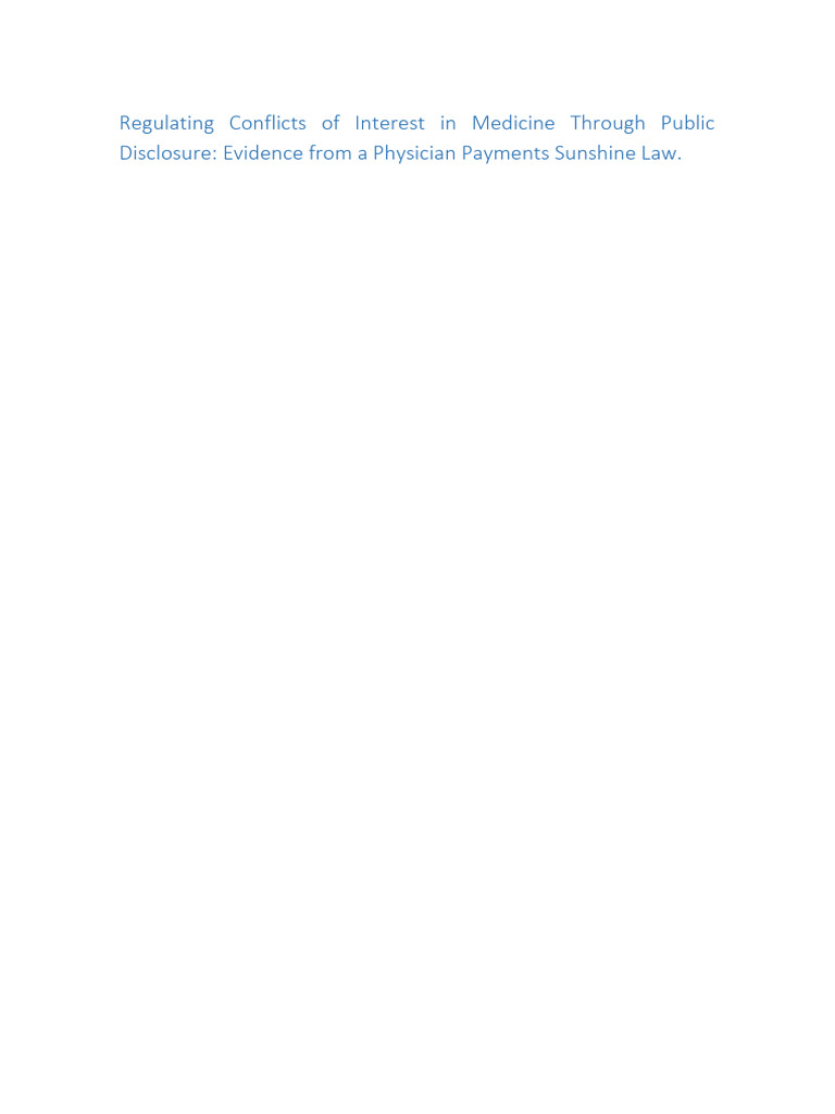 Impact of Disclosure on Drug Prescribing | PDF