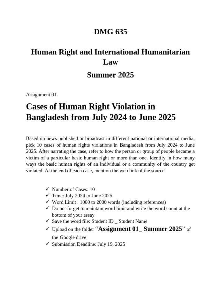 Human Rights Violations in Bangladesh 2024-2025 | PDF