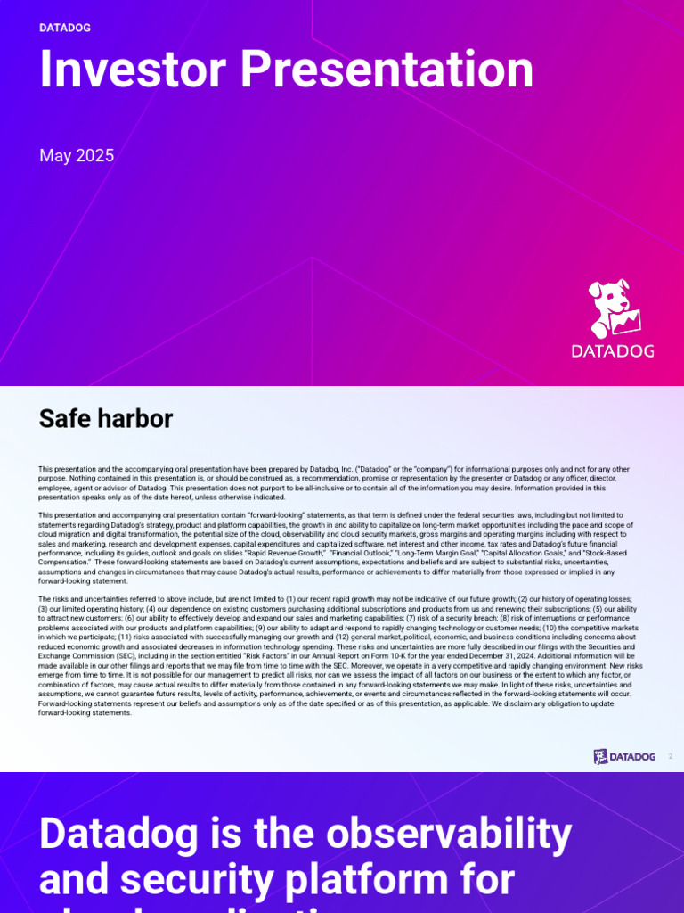 Datadog Q4 2024 Financial Results | PDF | Cloud Computing | Risk
