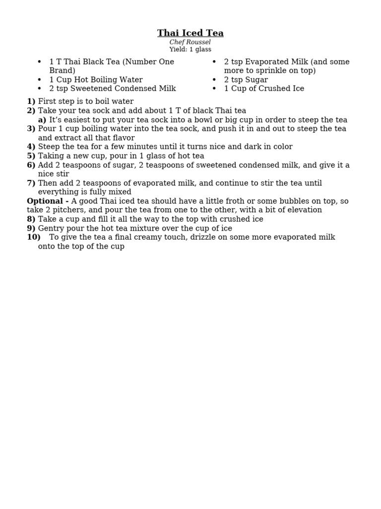 Thai Iced Tea Recipe Guide | PDF