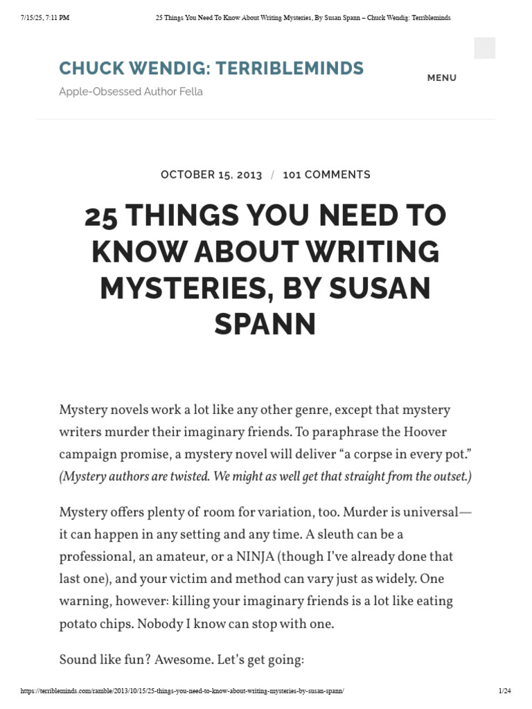 Writing Mysteries: Key Insights | PDF