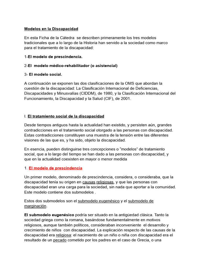 Modelos de Tratamiento de la Discapacidad | PDF | Invalidez | Educación ...