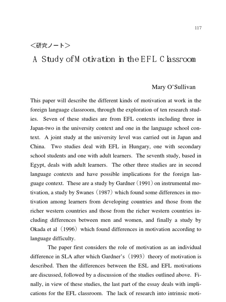 Motivation in EFL Classrooms: A Study | PDF | Second Language ...