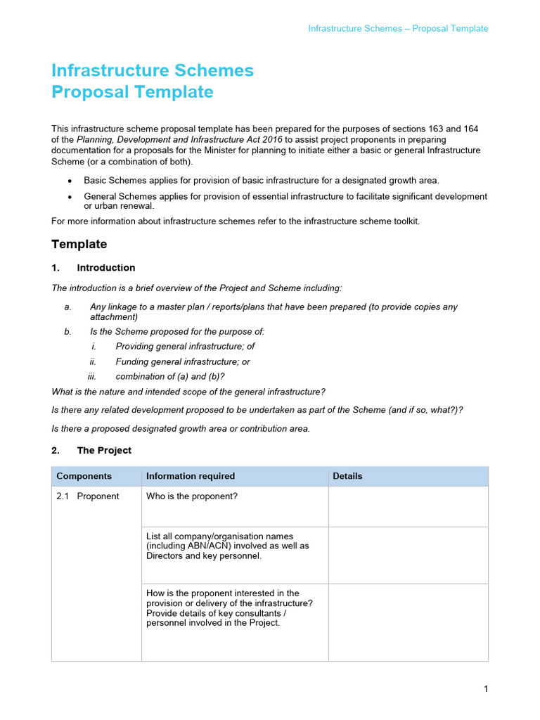 Infrastructure Scheme Proposal Template | PDF | Infrastructure | Road