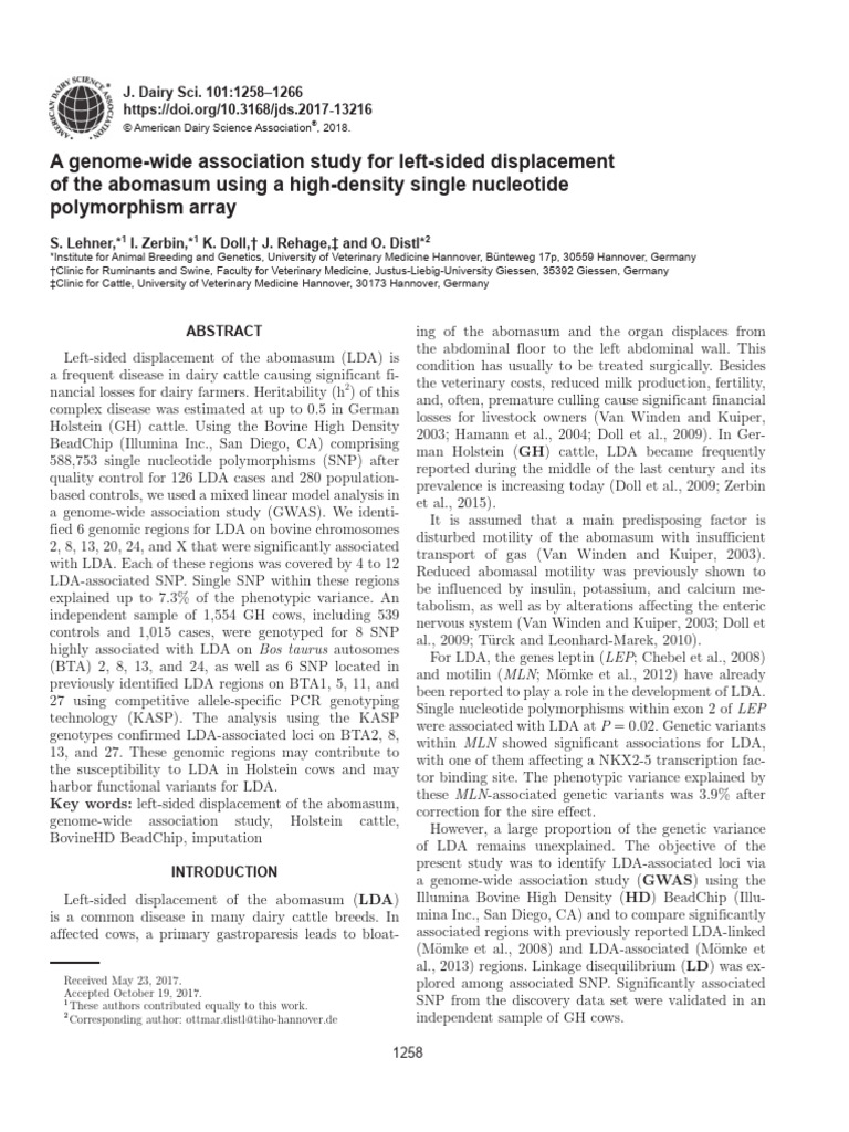 A Genome Wide Association Study For Left Sided Dis | PDF | Single ...