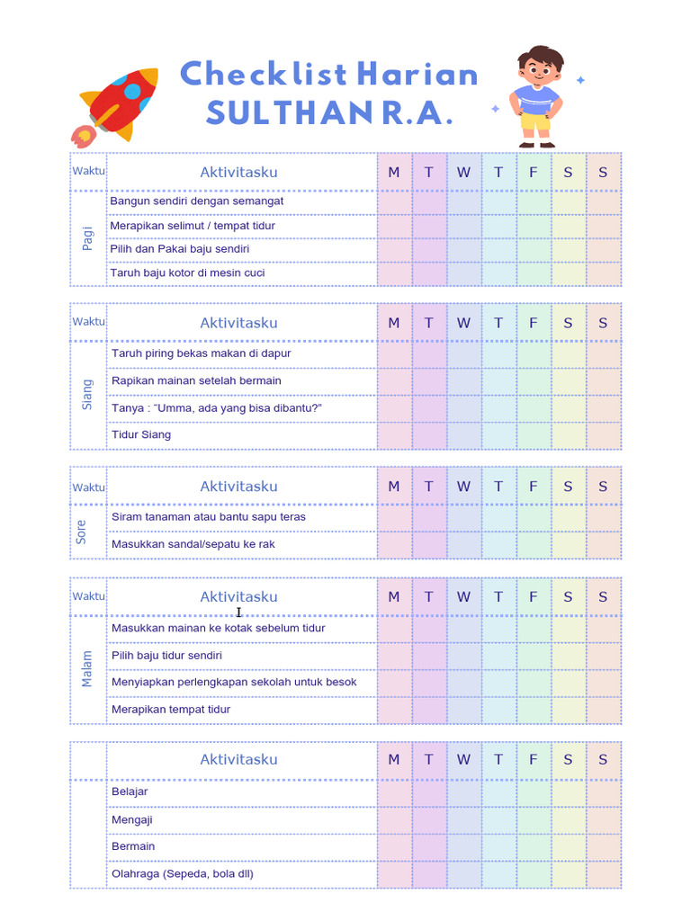 Checklist Harian Anak Mandiri | PDF