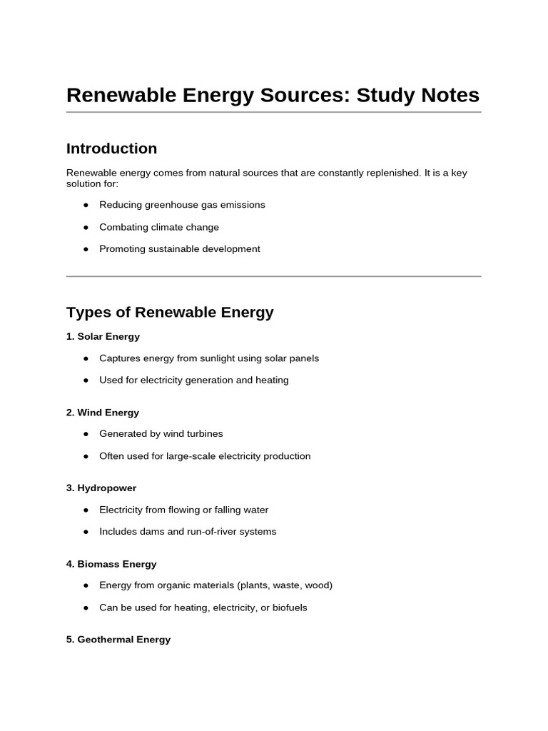Renewable Energy Sources Overview | PDF