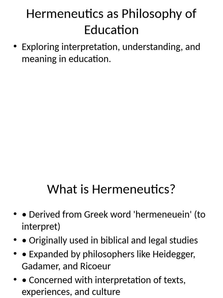 Hermeneutics As Philosophy of Education | PDF | Hermeneutics | Learning