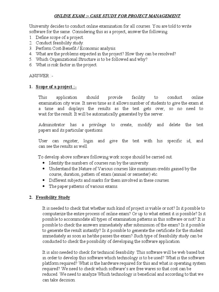 Case Study Online Exam | PDF | Feasibility Study | Test (Assessment)