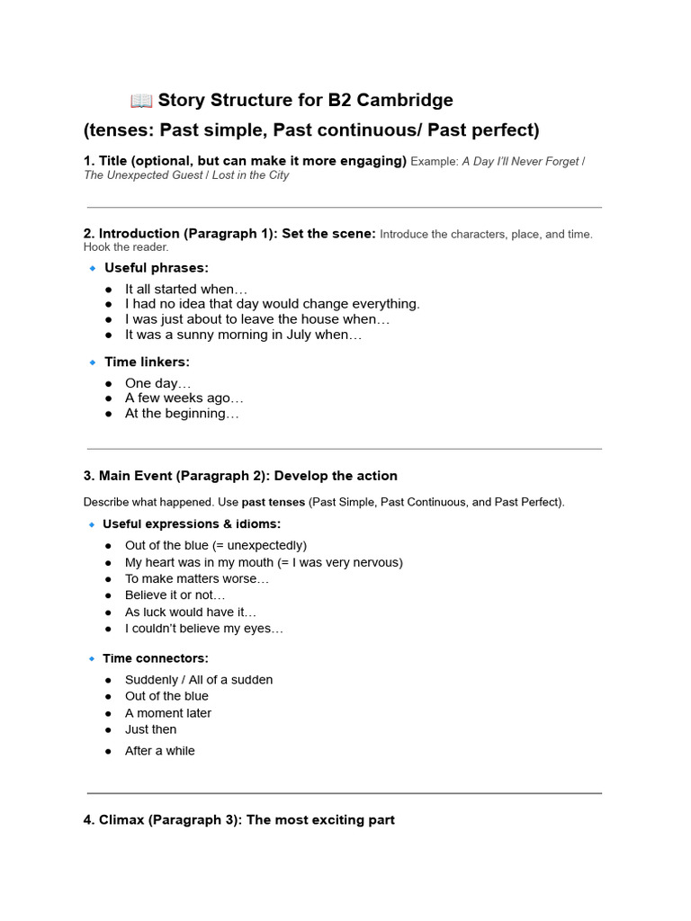B2 Story Writing Structure Guide | PDF