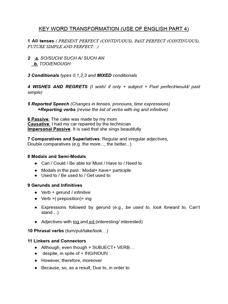 Key English Grammar Transformations | PDF