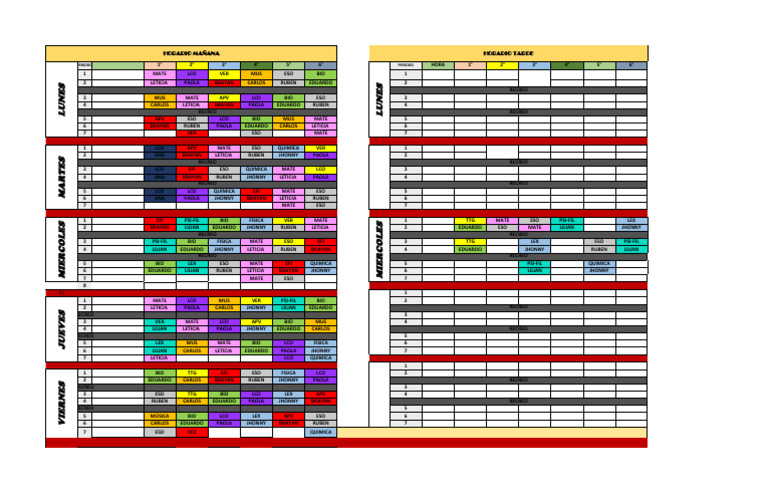 Nuevo Horario 2da Fase Patria Nueva | PDF