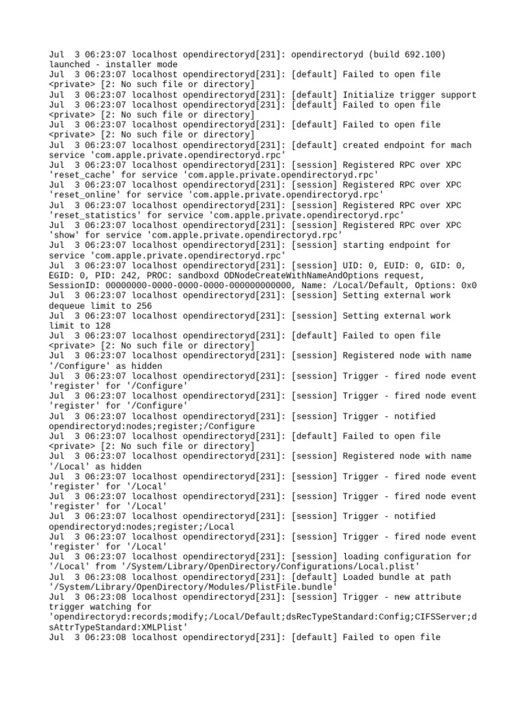 OpenDirectoryd Log Analysis | PDF | System Software | Software