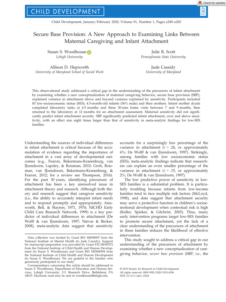 Maternal Secure Base and Infant Attachment | PDF | Attachment Theory ...