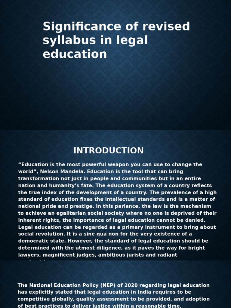 Importance of Revised Legal Education Syllabus | PDF | Legal Education ...