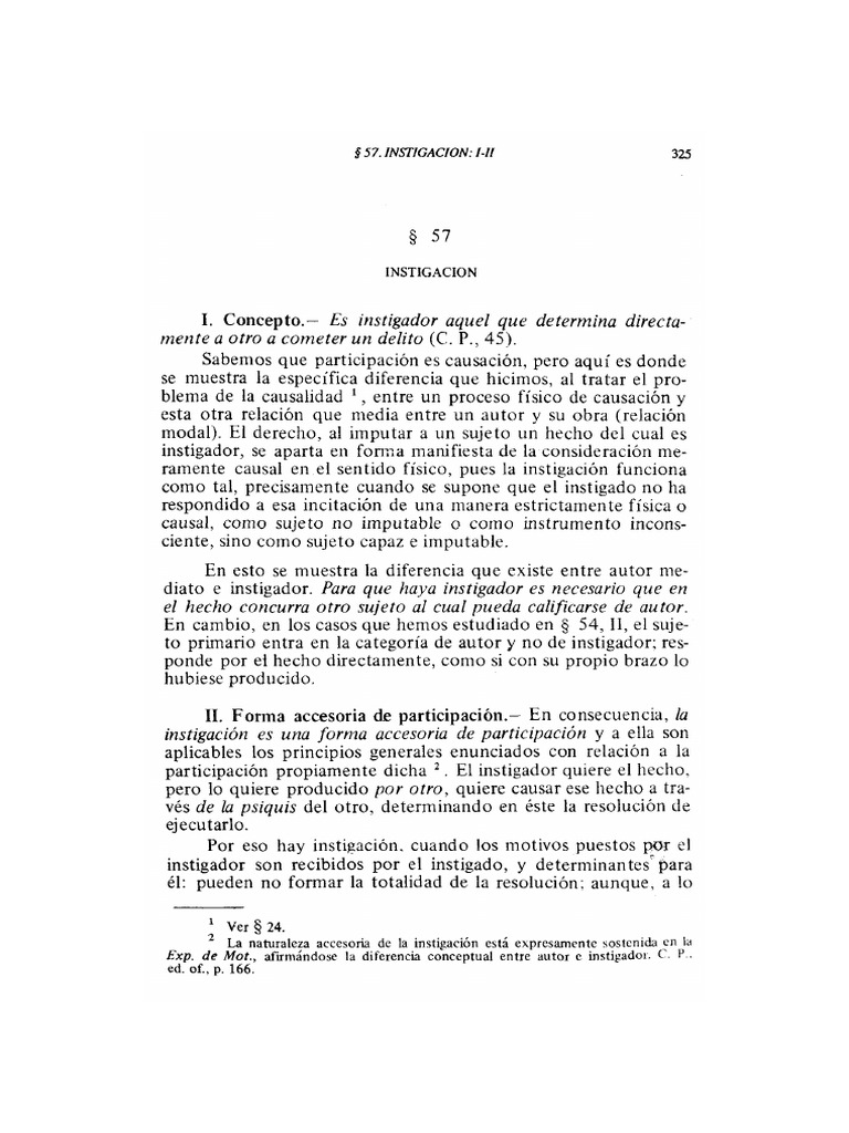 Concepto y Naturaleza de la Instigación | PDF | Intención (Derecho ...
