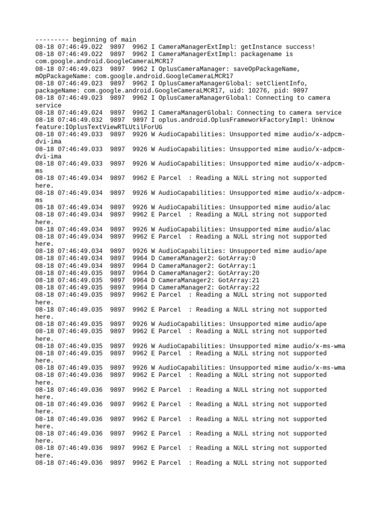 Camera Manager Log Analysis | PDF | Computer Libraries | Software ...
