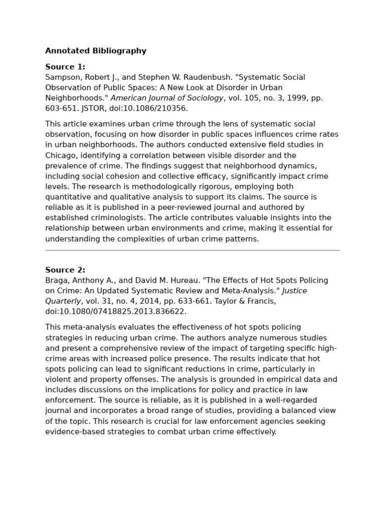 Urban Crime Insights: Annotated Sources | PDF