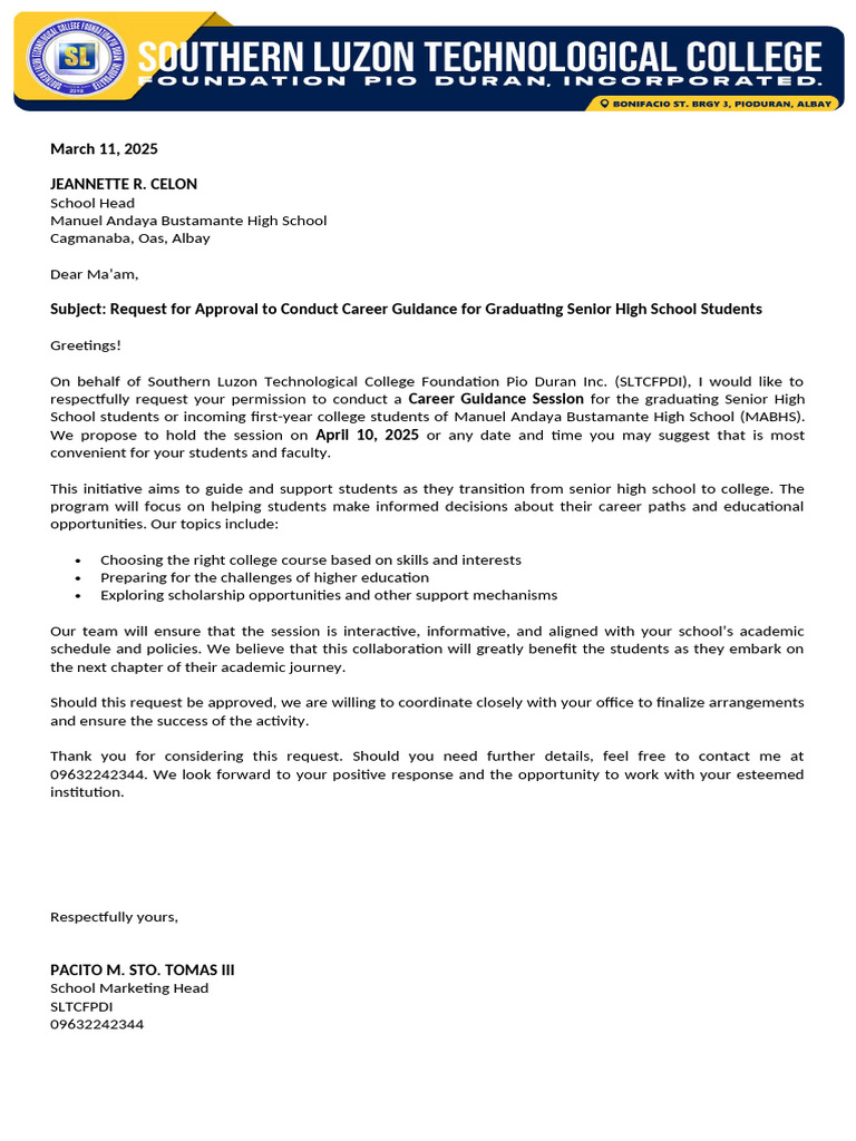 Career Guidance Request for High Schools | PDF | College | School Types