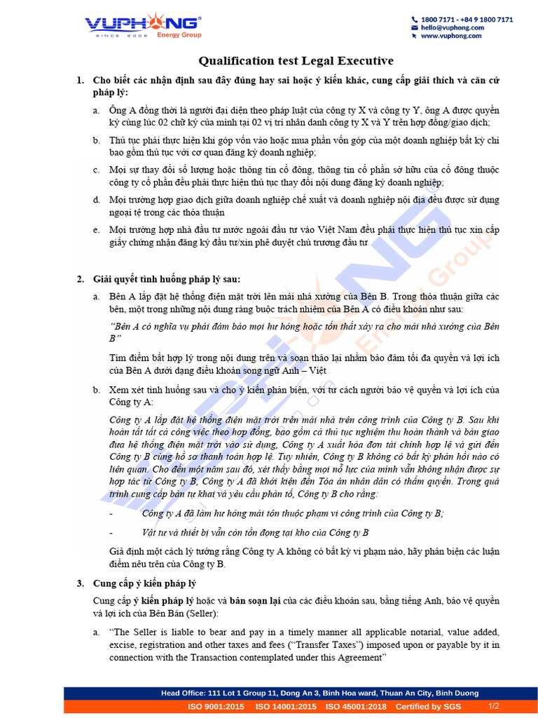 2025-Qualification Test Legal Executive | PDF