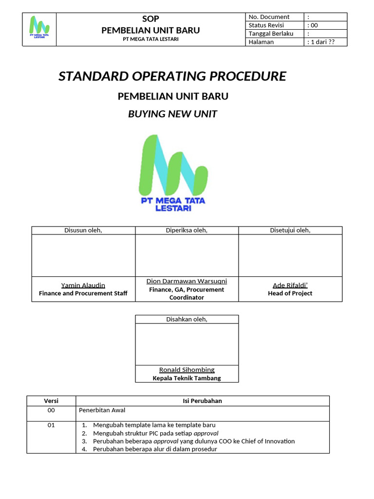 SOP Buying New Unit 002 | PDF