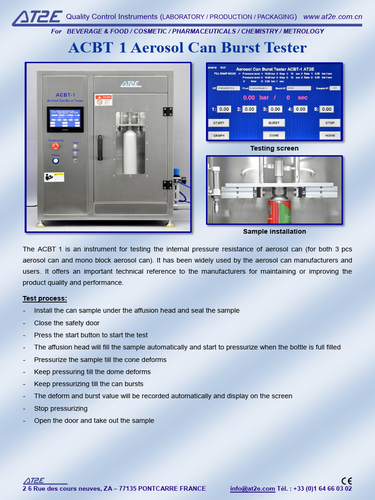 Aerosol Can Burst Tester ACBT-1 Overview | PDF