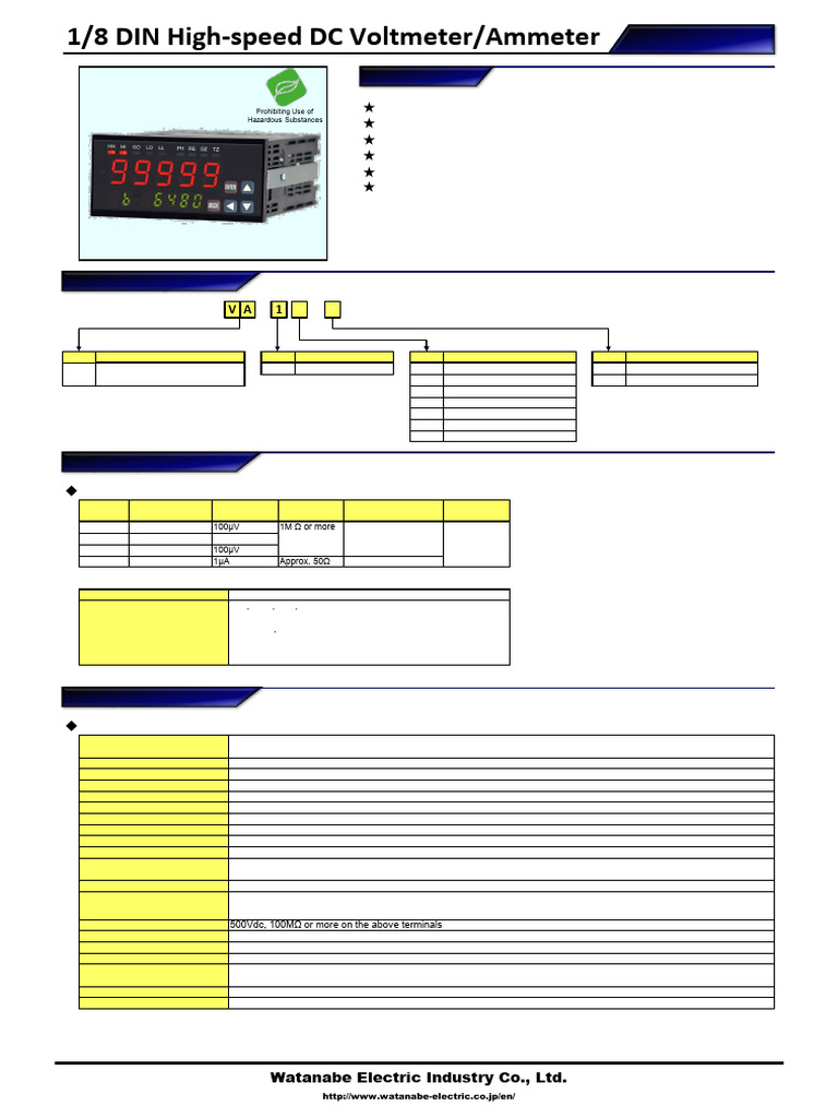 1/8 DIN High-Speed DC Voltmeter/Ammeter | PDF | Electricity | Computer ...